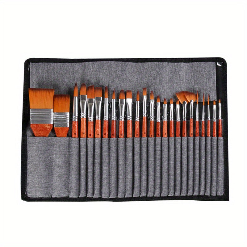 24 Pcs Nylon Hair Watercolor Paint Brush Set for Acrylic Watercolor Art