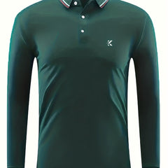 Men's Casual Long Sleeve Lightweight Polo Shirt