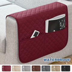Waterproof Stitching Armrest Cover with Storage Pocket for Sofa Couch