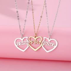3pcs Friends BFF Pendant Necklace Set Heart Shaped Friendship Gift Jewelry