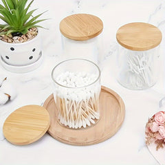 Glass Jar With Wooden Lid 8.45 Oz Medicine Bottle