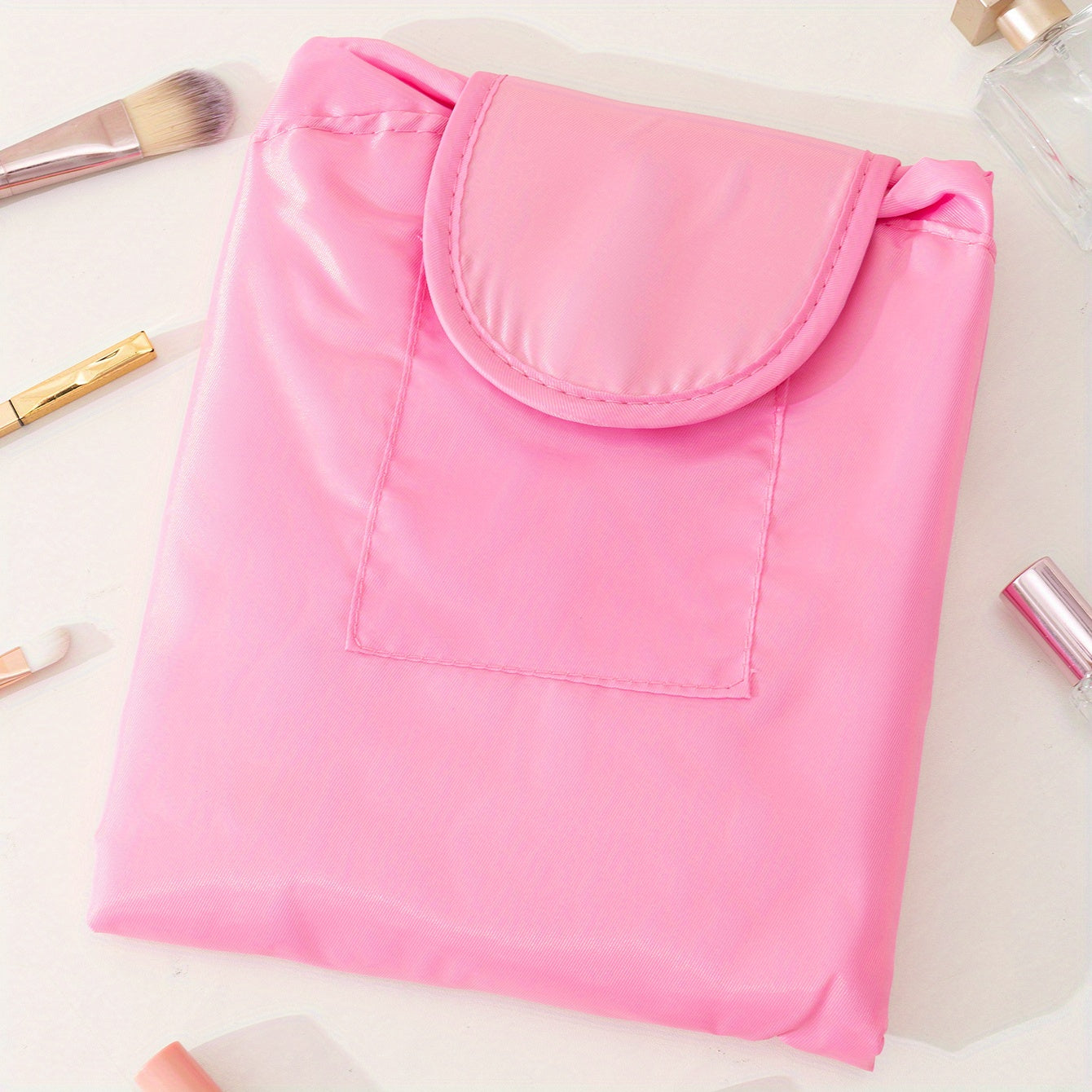 Large Capacity Drawstring Makeup Organizer Lay Flat Makeup Bag