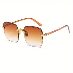 Rimless Square Sunglasses Women Outdoor Travel Eyewear