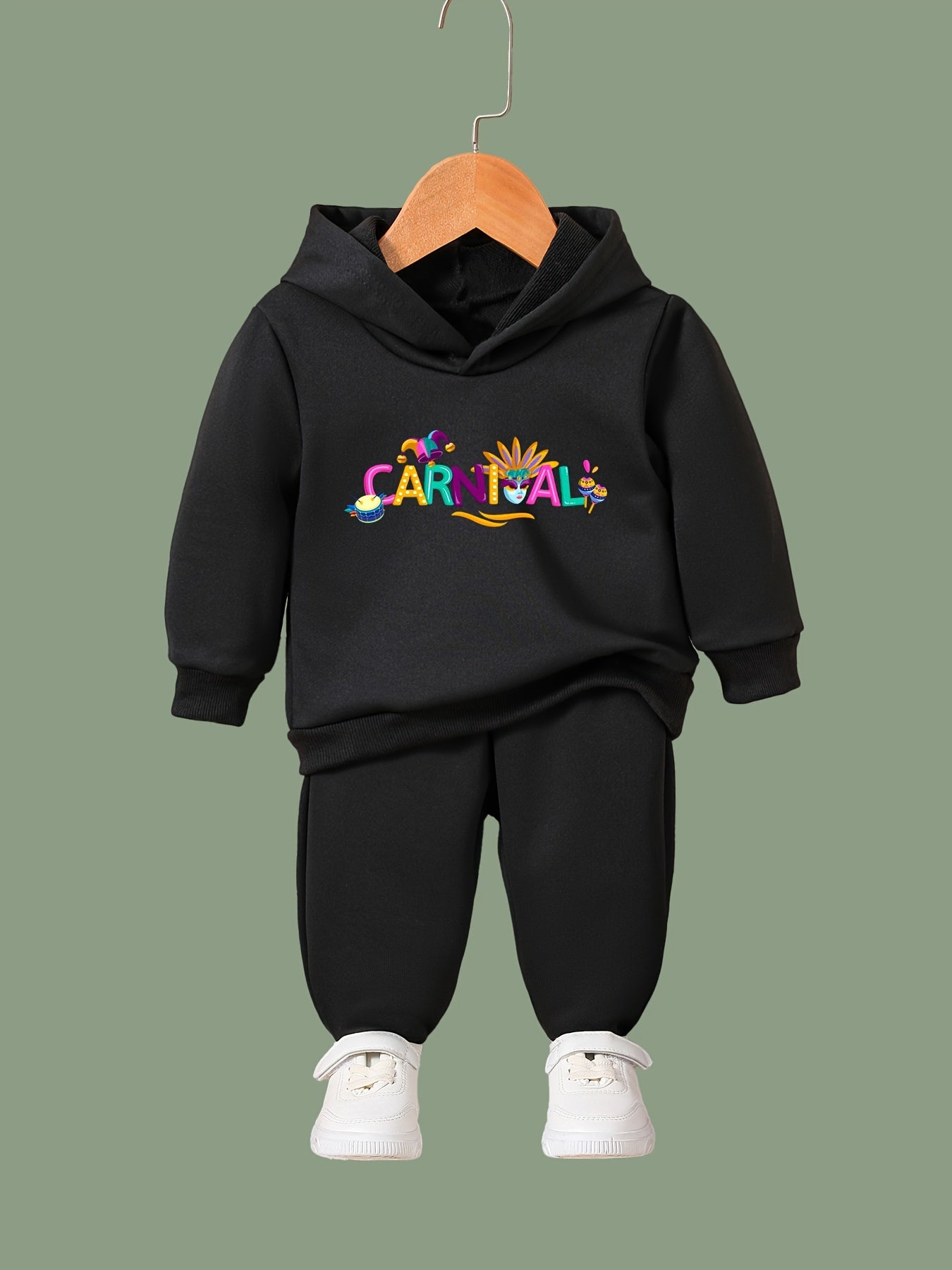 CARNIVAL Letter Print Girls Hoodies Jogger Pants Set For Sports