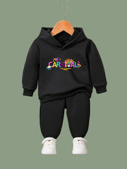CARNIVAL Letter Print Girls Hoodies Jogger Pants Set For Sports