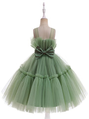 Sleeveless Puffy Princess Dress Bow Tulle Tutu Dress Wedding Flower Girls