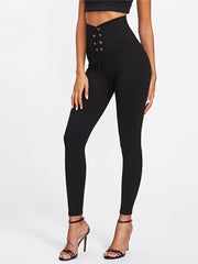 High Waist Yoga Leggings with Corset Detail for Women