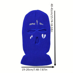 Men's Embroidered Balaclavas Knitted Hat Warm Windproof