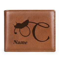 Custom Name Cowhide Wallet - Laser Engraved - Unique Gift