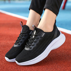Women's Breathable Knit Sneakers Low Top Lace Up Shoes