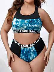 Sports Lingerie Set Colorblock Tie Dye Bra & Panty Set