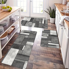 Geometric Print Kitchen Mat Non Slip Waterproof Machine Washable