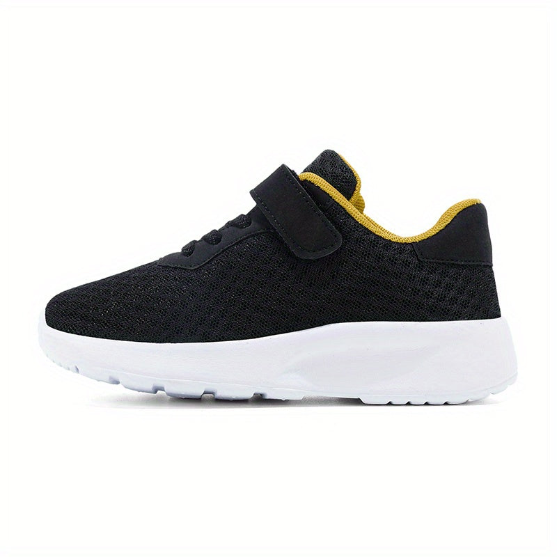 Kid's Mesh Running Shoes Hook Loop Fastener Breathable Shock Absorption Sneakers
