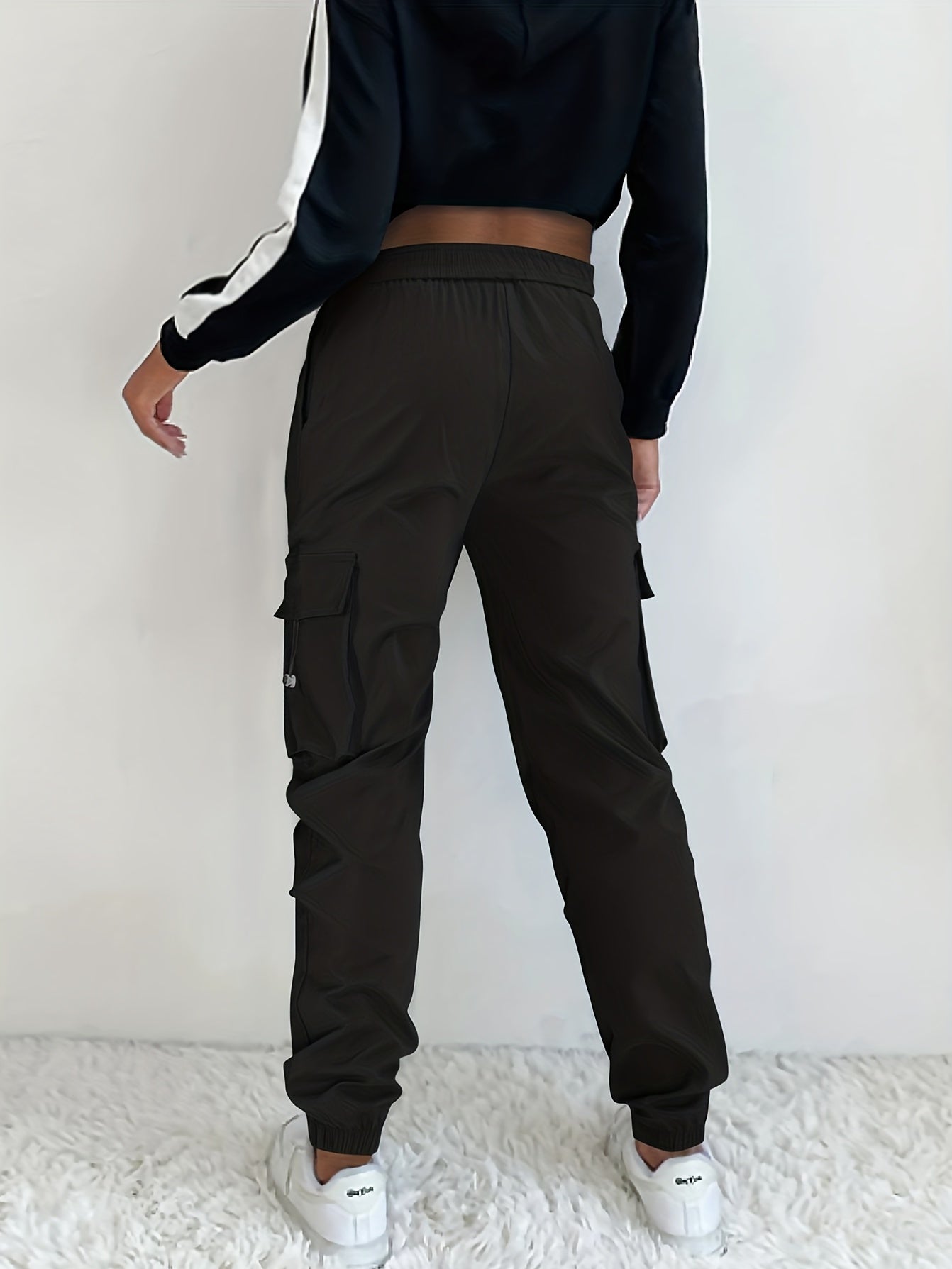 Y2K Solid Drawstring Cargo Pants Women's Clothing