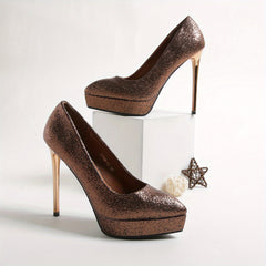 Sequins Stiletto Heel Glitter Party Shoes