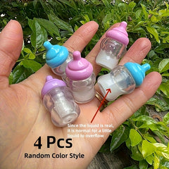 4pcs Mini Milk Bottles for Dollhouses Creative Displays Toy House Decor