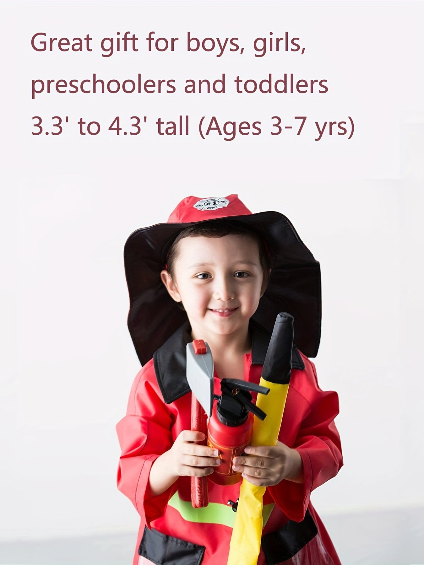 Kids Firefighter Costume Toddler Fireman Dress Up Costume