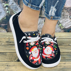 Women's Christmas Santa Claus Sneakers Non-slip Lace-up Shoes