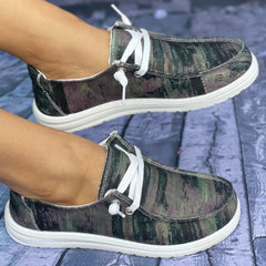 Tie Dye Green Walking Shoes Lightweight Slip On Flat Shoes