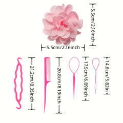 32pcs Colorful Flower Hair Clips & Hair Comb Accessories Set for Girls