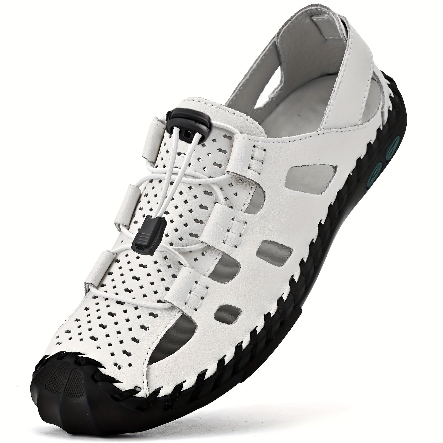 Men's Leather Closed Toe Sandals Summer Breathable Shoes