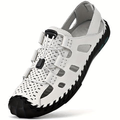 Men's Leather Closed Toe Sandals Summer Breathable Shoes