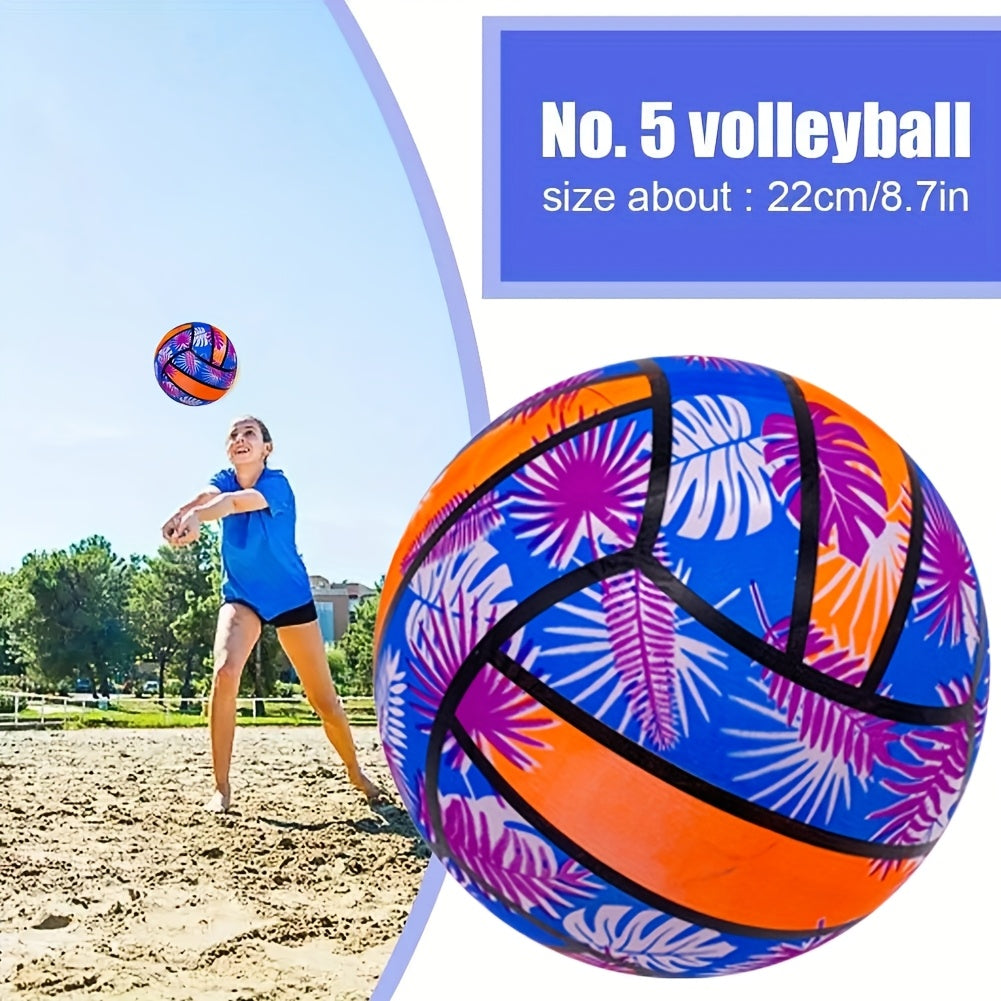 PVC Beach Volleyball Tropical Floral Pattern Orange Pu