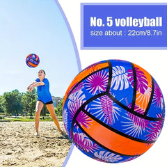 PVC Beach Volleyball Tropical Floral Pattern Orange Pu