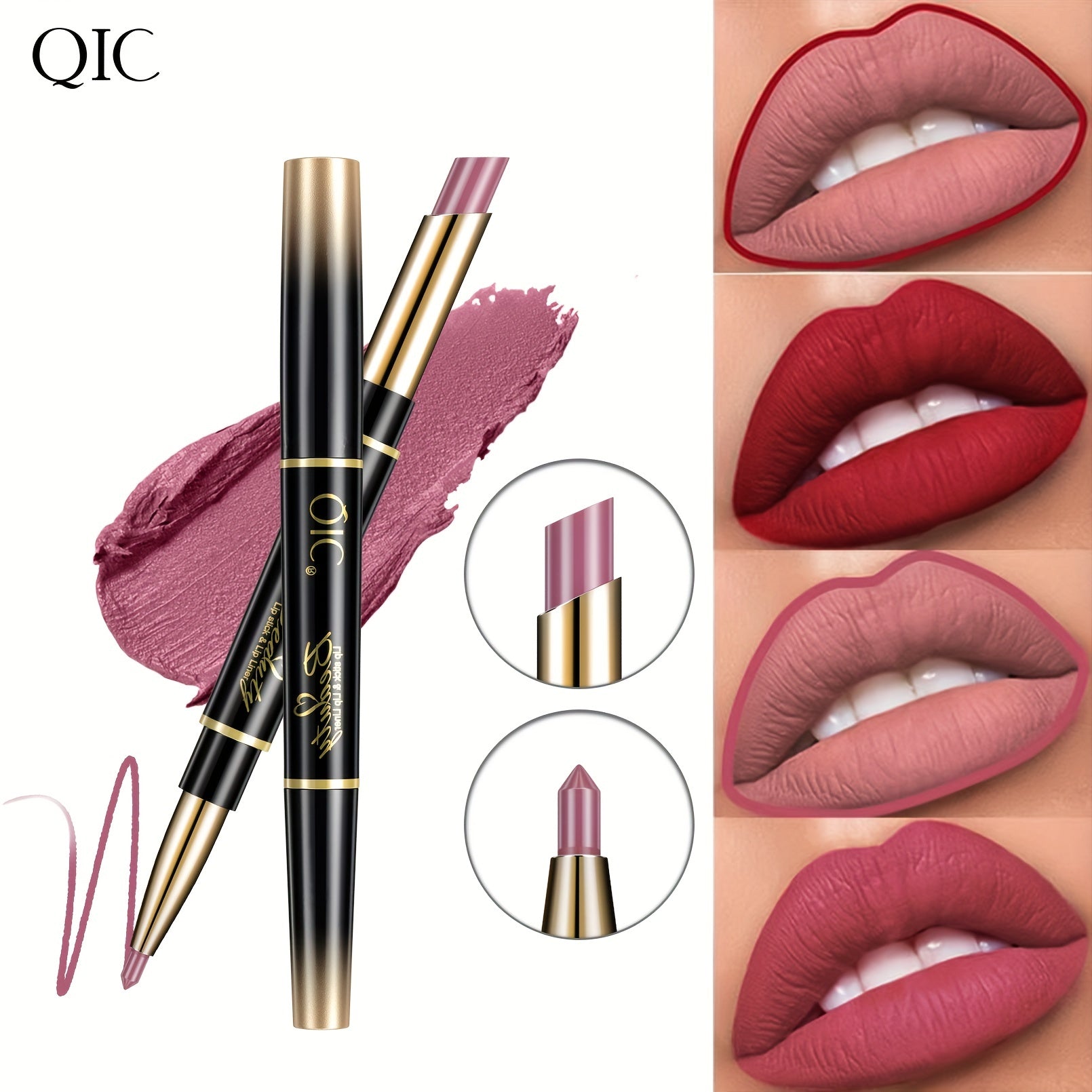 Waterproof Double Ended Lipstick and Lip Liner Pencil Matte Finish