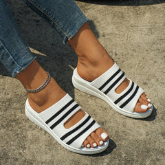 Striped Pattern Slippers Thick Bottom Sandals