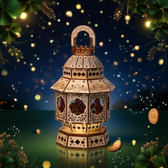 Wooden Chinese Lantern Model Kit with Tassel and Floral Design