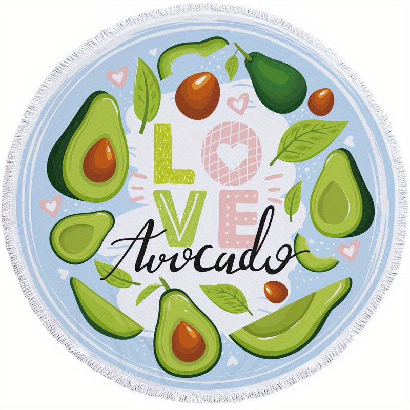 Avocado Pattern Round Beach Towel Quick Drying Soft Absorbent Beach Towel