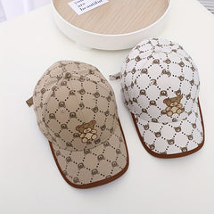 Kids Spring & Autumn Sun Resistant Hat w/ Bear Pattern