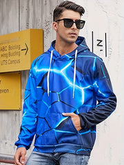 Geometric Print Hoodie For Men with Kangaroo Pocket