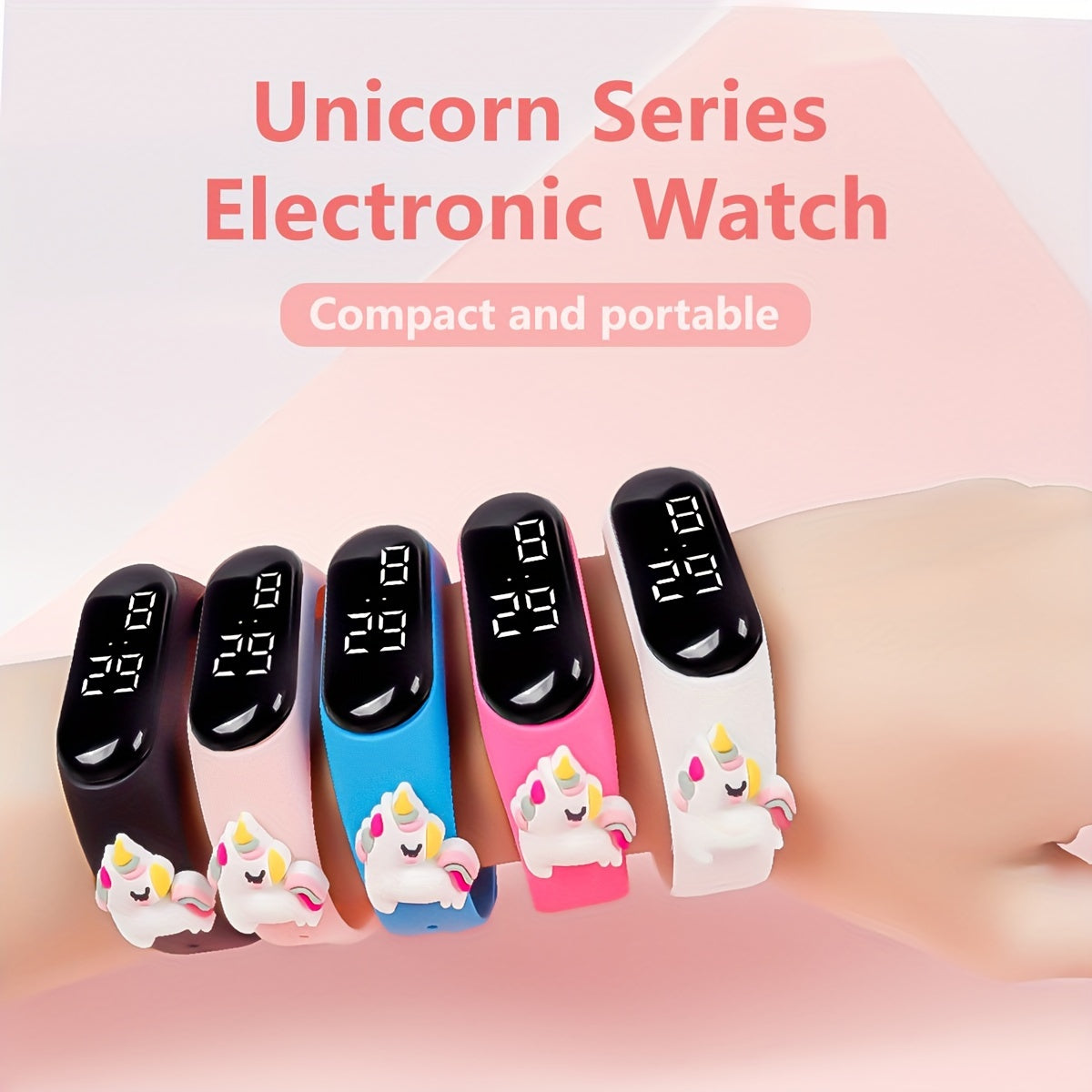 2pcs LED Unicorn Pattern Kids Electronic Watch
