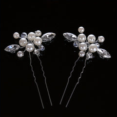 2PCS Bride Faux Pearl Hairpin Wedding Bride U Shaped Hairpin Hair Accessories