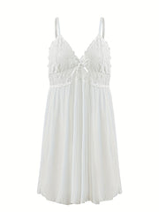 Floral Jacquard Lace V Neck Cami Dress