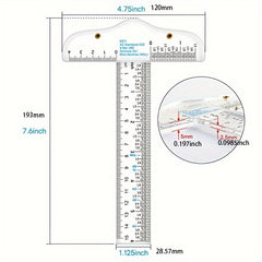 6-Inch T-Shape Acrylic Transparent Ruler - Crafting, Scrapbooking, Drafting
