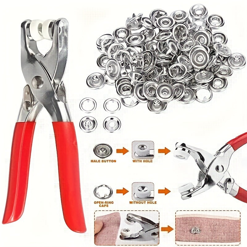 200pcs Metal Sewing Button and Snap Fastener Pliers Set