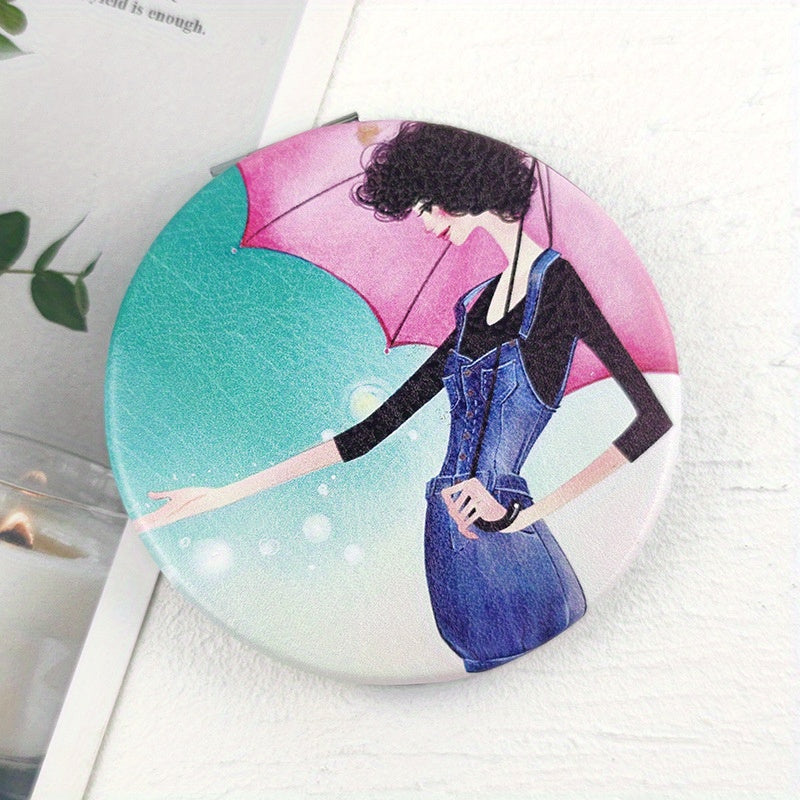 Circular Makeup Mirror Folding Double Sided Pocket Mirror Girl Gift