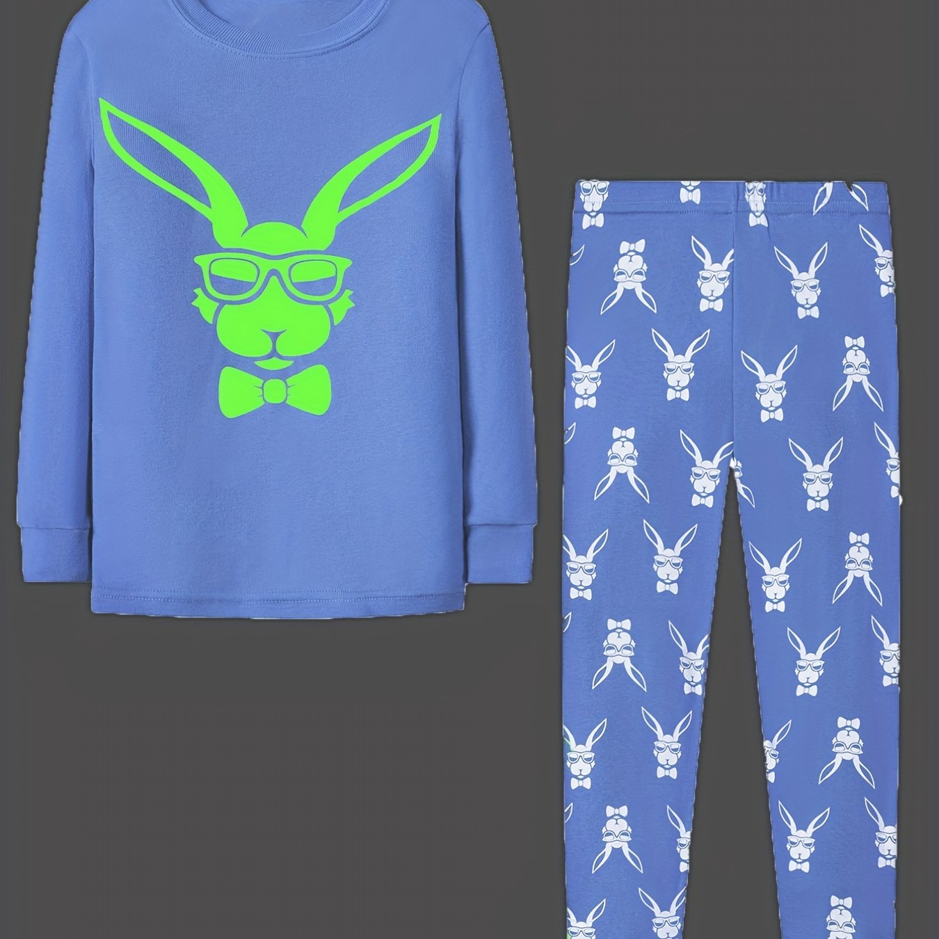 Boys Luminous Easter Rabbit Pajama Set - Long Sleeve Top & Pants