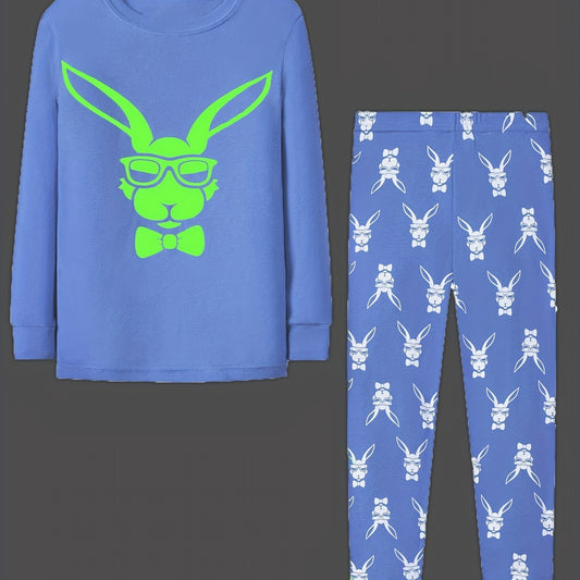 Boys Luminous Easter Rabbit Pajama Set - Long Sleeve Top & Pants