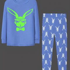 Boys Luminous Easter Rabbit Pajama Set - Long Sleeve Top & Pants