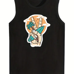 Boys Funny Gesture Print Sport Tank Top for Kids