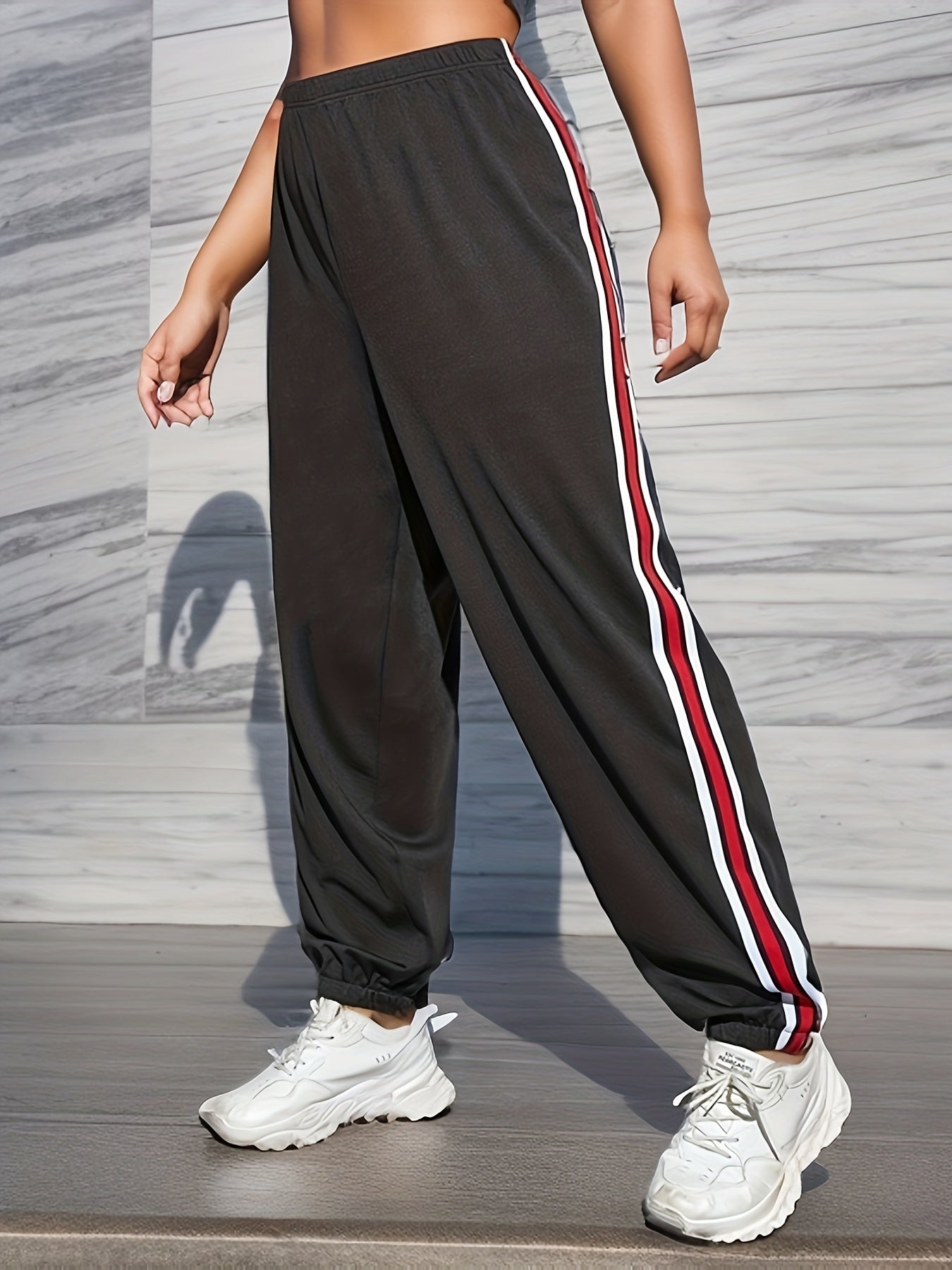 Women's Striped Side High Waist Sports Pants