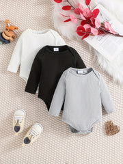 3pcs Baby Boy Casual Ribbed Kit Triangle Rompers