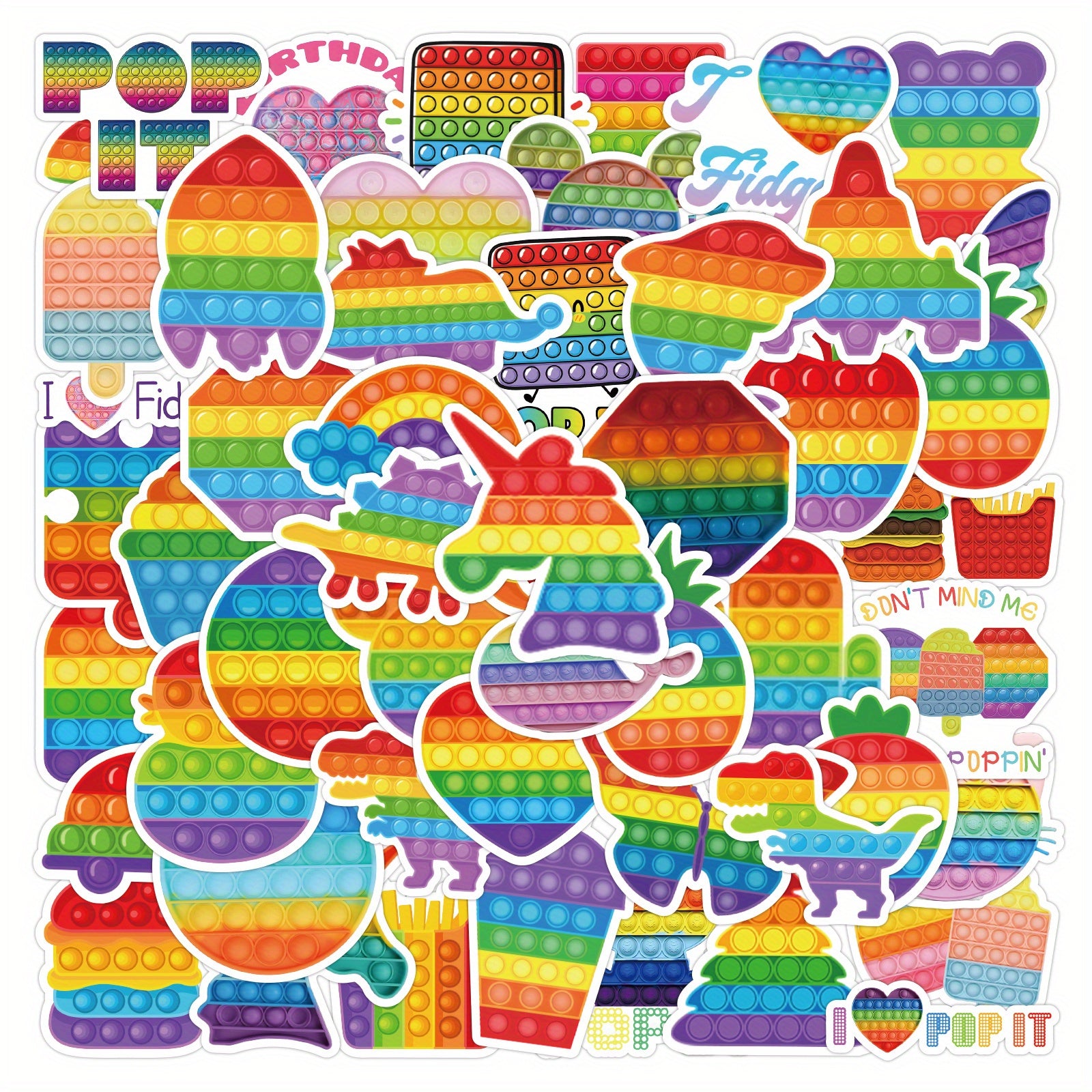 50PCS Pop Fidget Toy Sticker Party Supplies Vinyl Waterproof Sticker Stickers
