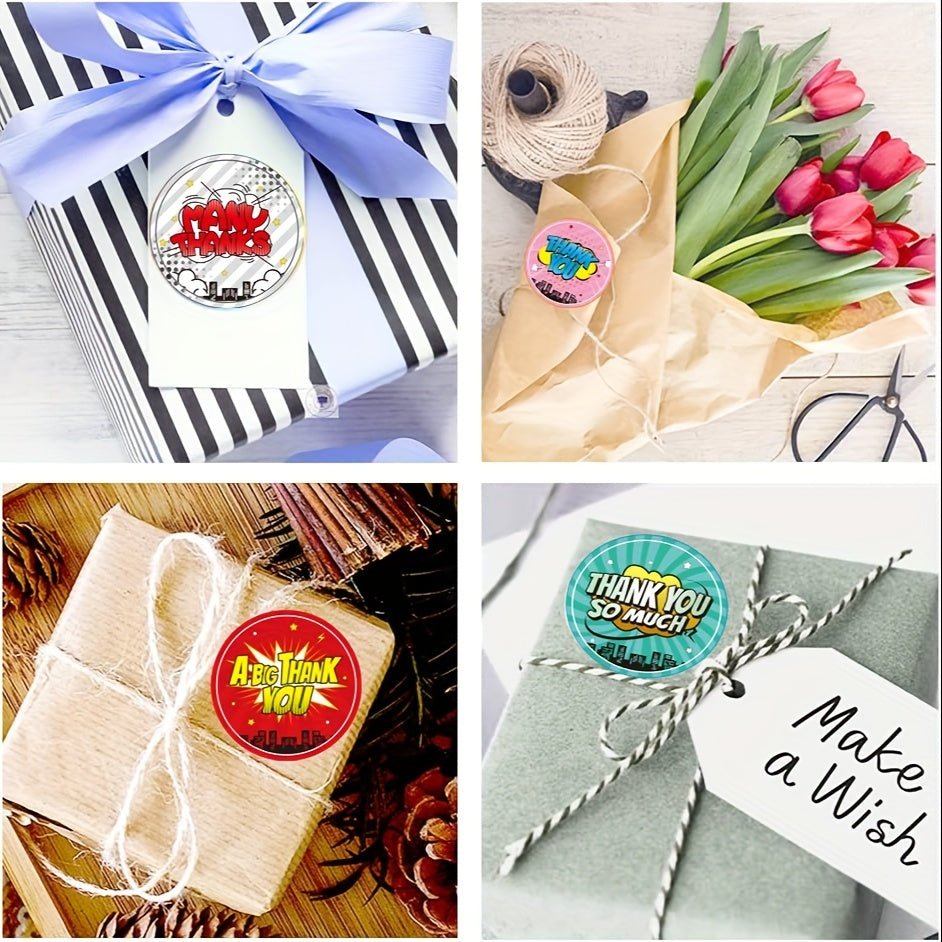 100pcs E-commerce Thank You Stickers, Colorful Round Stickers, 5.08 cm