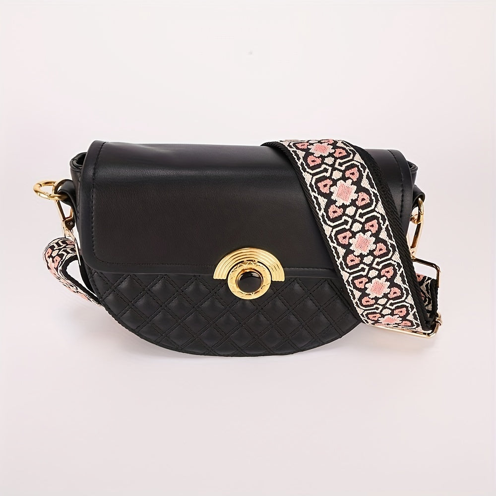Flower Pattern Adjustable Shoulder Strap Ethnic Style Purse Replacement Belt