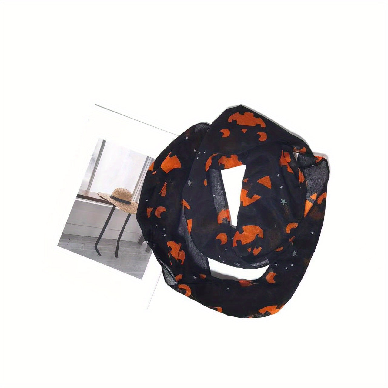 Stylish Halloween Neck Gaiter Lattice Pumpkin Pattern Scarf